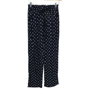 Mia & Tees Womens Geometric Print Drawstring Straight Leg Pants Black Small